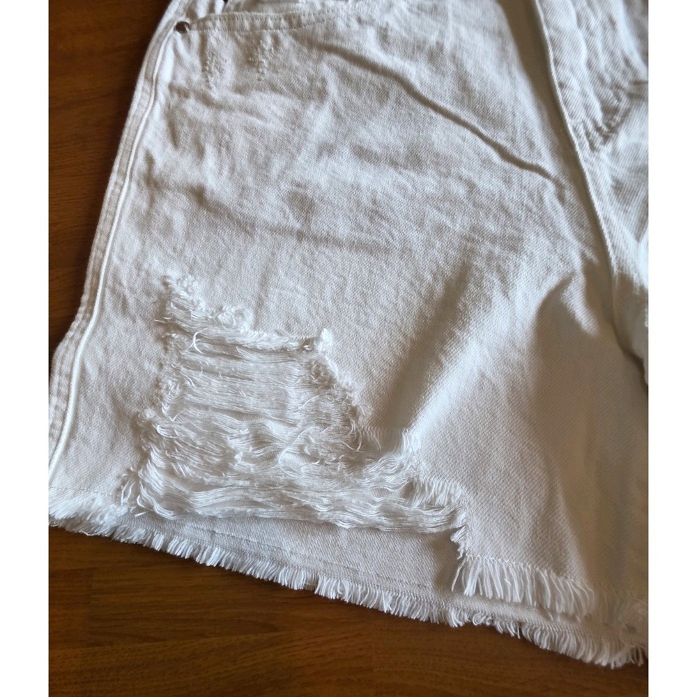 Judy Blue White Distressed High Waist Denim Shorts Rigid Front Stretch Back 1XL - Picture 5 of 11